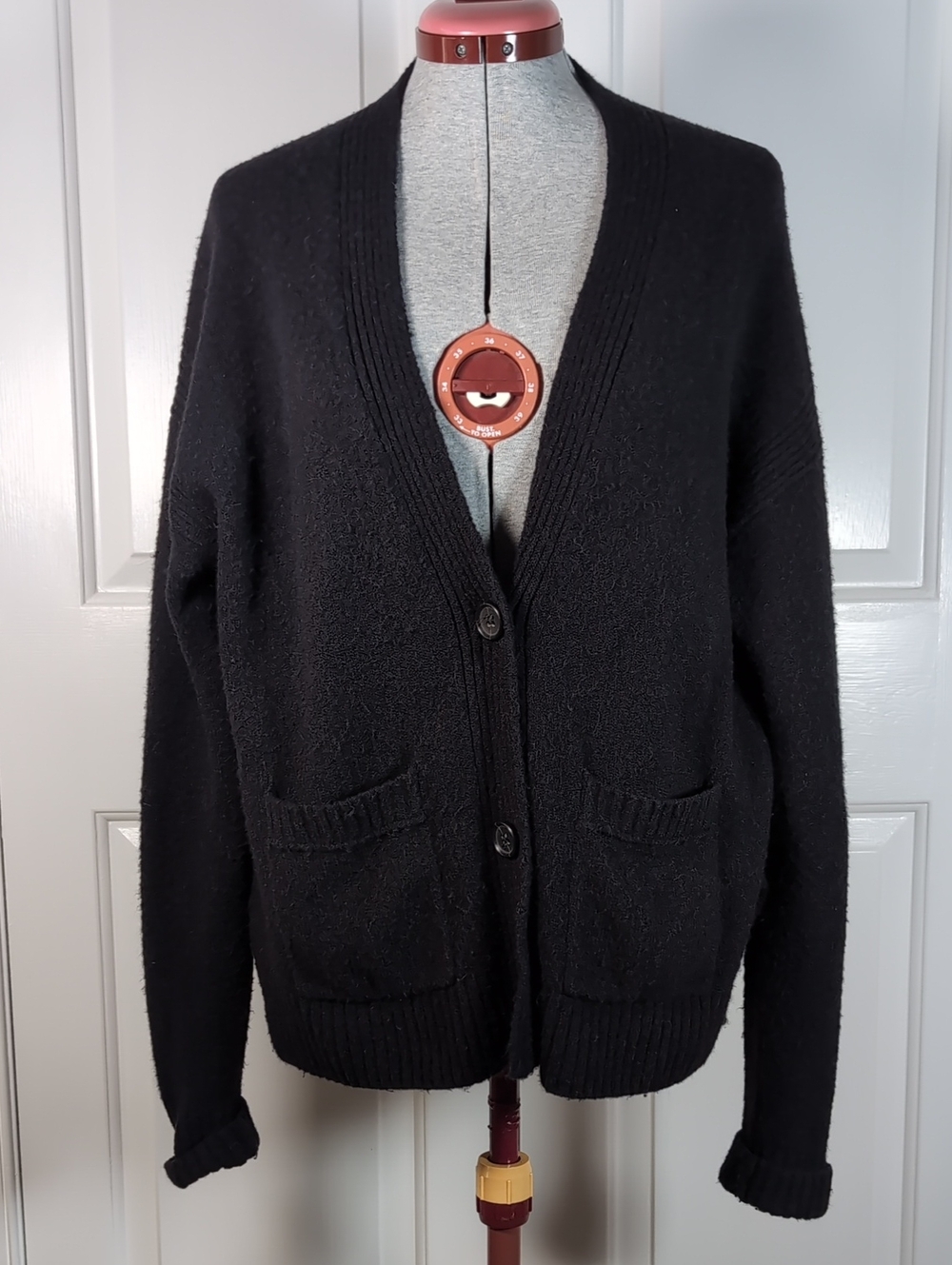 J.Crew Supersoft Black Knit V Neck Alpaca Merino Wool Cardigan Sweater Sz M